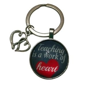4/$20 Teacher Appreciation Day Cabochon Charm Keychain Keyring Key Ring HEART